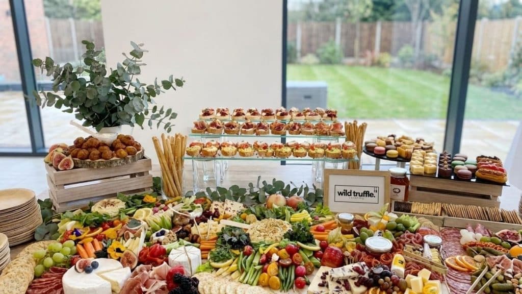 Styled grazing table prepared by Wild Truffle Catering for a funeral in Liverpool

